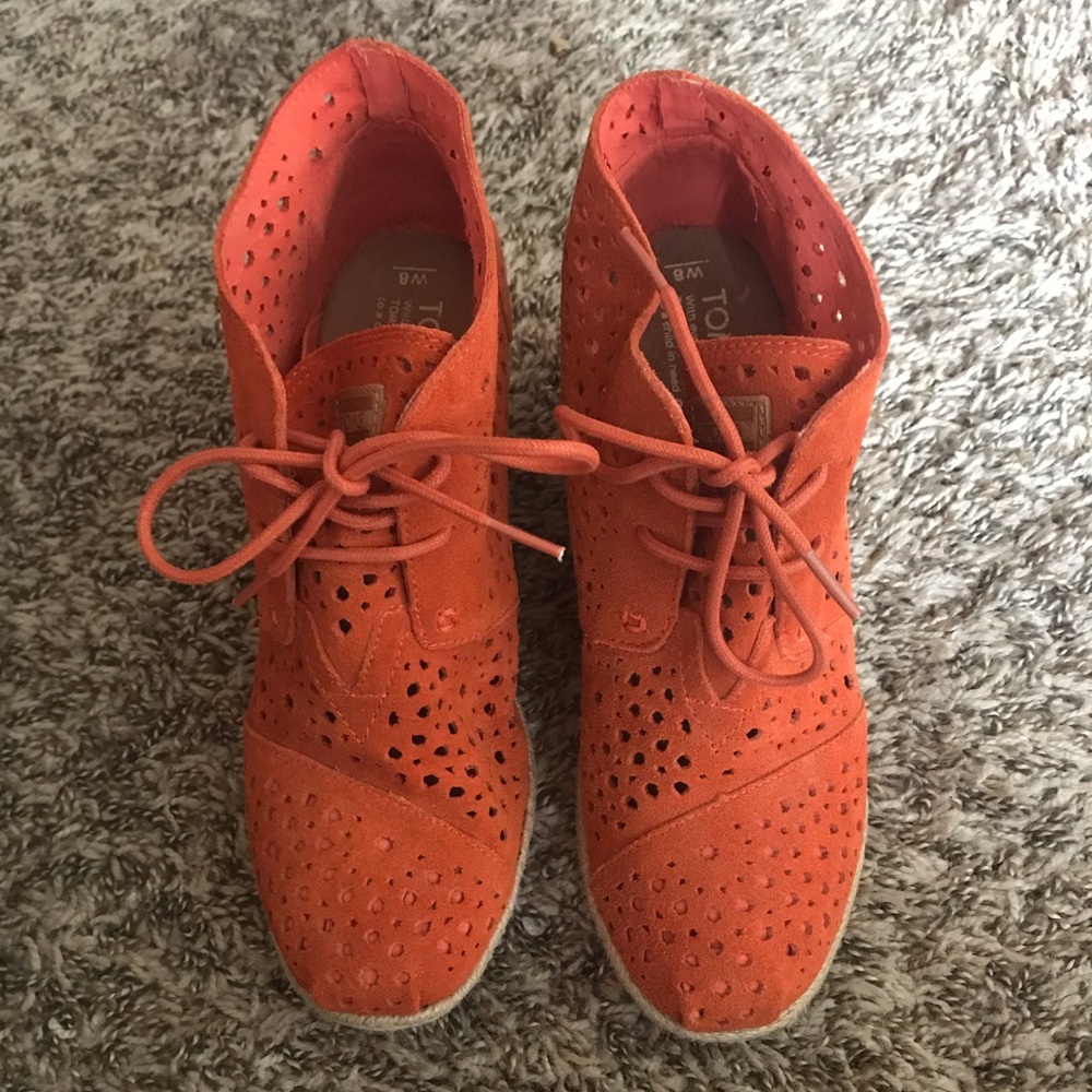 Toms Orange Wedge Shoes